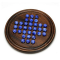 12" Dark Walnut Stained Solitaire w/ Blue Stripe Marbles